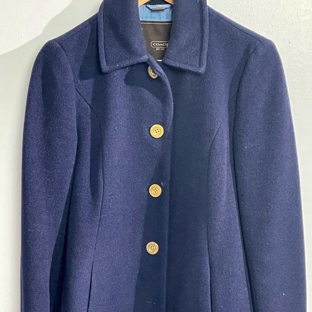 Coach Blue Wool/Mohair PeaCoat